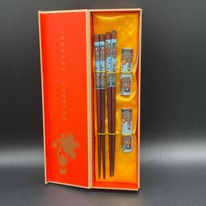 Chinese Chopsticks & Rest Gift Set in Red Gift Box